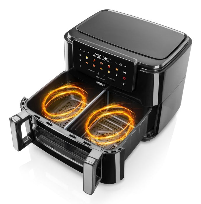 EAN 5608475042621 - Haeger AF-D10.010B freidora Doble 10 L Independiente 2600 W Freidora de aire caliente Negro imagen 3