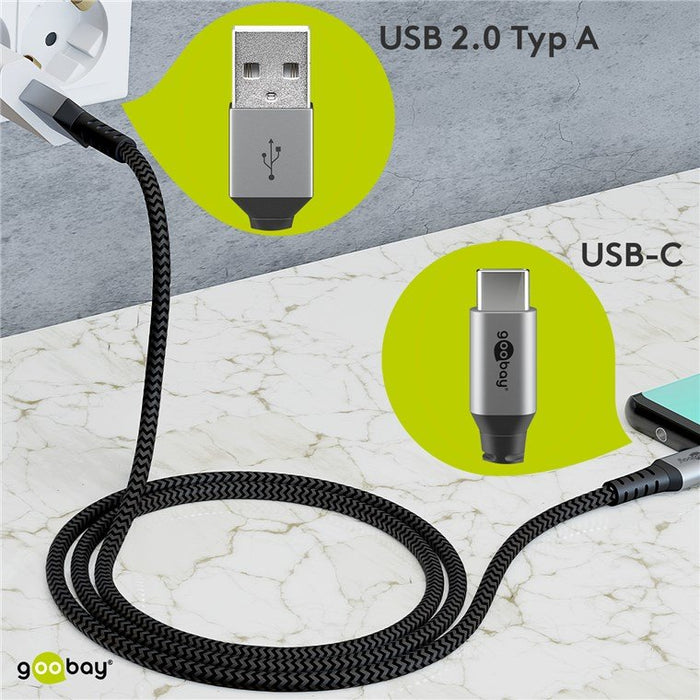 EAN 4040849492952 - Goobay 49295 cable USB USB 2.0 0,5 m USB C USB A Negro, Gris imagen 3