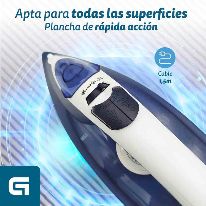 EAN 8426156016269 - Grunkel PL-22NS plancha Plancha vapor-seco Suela de acero inoxidable 2200 W Azul imagen 3