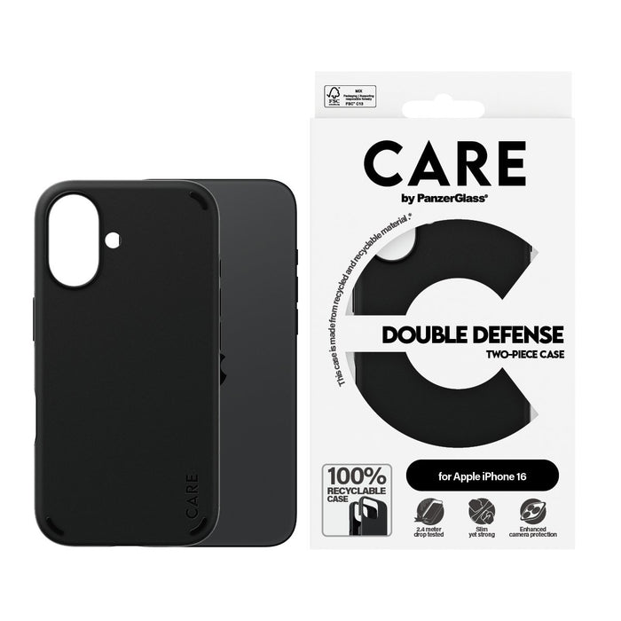 EAN 5715685003950 - PanzerGlass CARE™ by ® Double Defense Case Black iPhone 16 funda para teléfono móvil Negro imagen 2