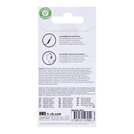 EAN 3303170107959 - T'nB ADACBLJACK cable de conector Lightning Blanco imagen 5