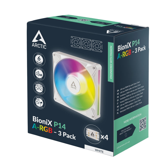 EAN 4895265001109 - ARCTIC BioniX P14 A-RGB Carcasa del ordenador Ventilador 14 cm Blanco 3 pieza(s) imagen 10