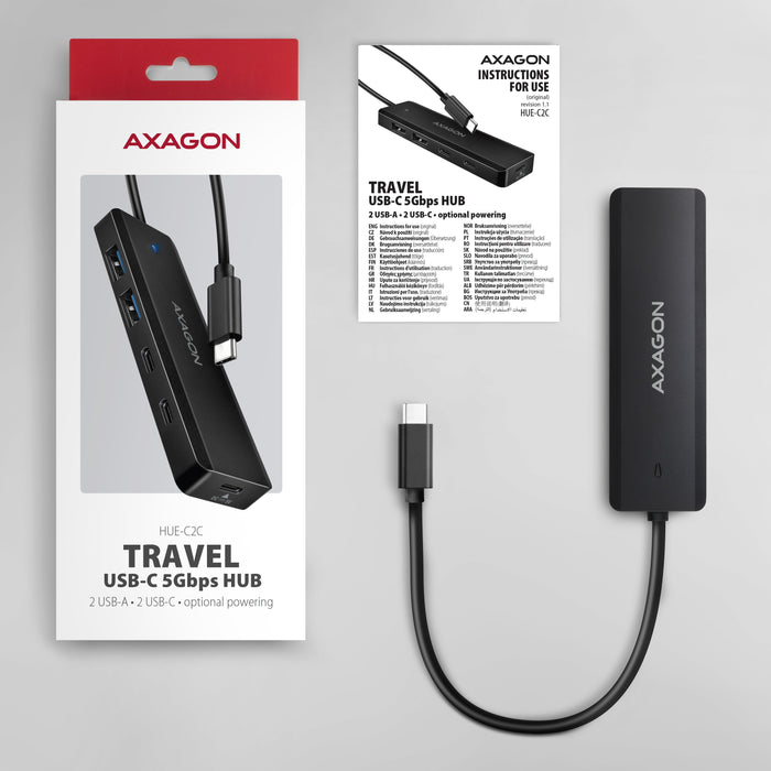 EAN 8595247909510 - Axagon HUE-C2C hub de interfaz USB 3.2 Gen 1 (3.1 Gen 1) Type-C 5000 Mbit/s Negro imagen 6