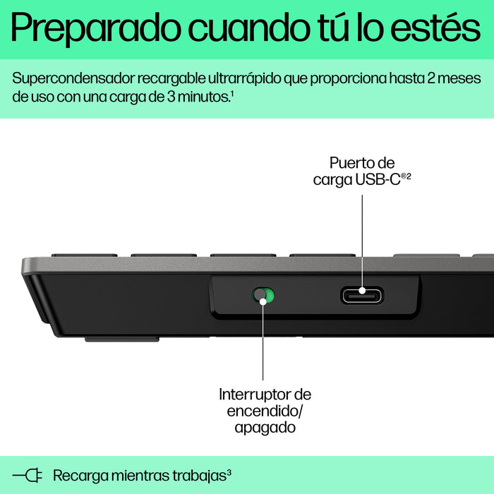 EAN 198122141296 - HP 725 Multi-Device Rechargeable Wireless Keyboard teclado Hogar / Oficina RF Wireless + Bluetooth Negro imagen 8