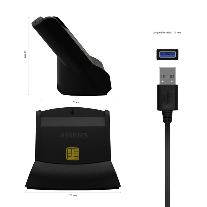 EAN 8436574707953 - AISENS ASCR-SN05-BK lector de tarjeta inteligente Interior USB USB 2.0 imagen 3