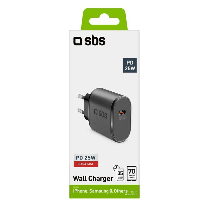 EAN 8018417439377 - SBS TETR1CPD25 cargador de dispositivo móvil Smartphone, Tableta Negro Corriente alterna Interior imagen 2