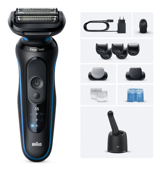 EAN 8700216647229 - Braun 52-B7650cc Máquina de afeitar de láminas Recortadora Negro, Azul imagen 1