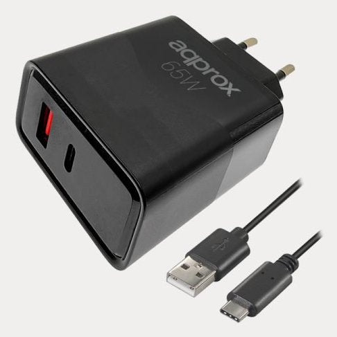 EAN 8435099535447 - Approx APPUSBWALL65W cargador de dispositivo móvil Universal Negro Corriente alterna Carga rápida Interio imagen 2