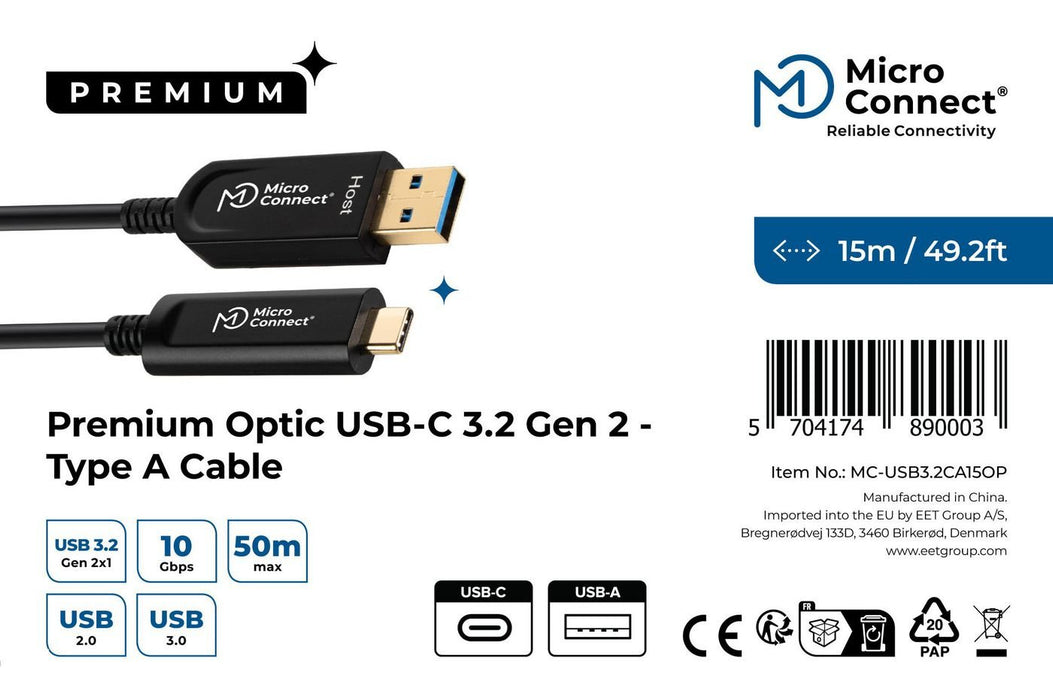 EAN 5704174890003 - Microconnect MC-USB3.2CA15OP cable USB USB 3.2 Gen 2 (3.1 Gen 2) 15 m USB A USB C Negro imagen 3