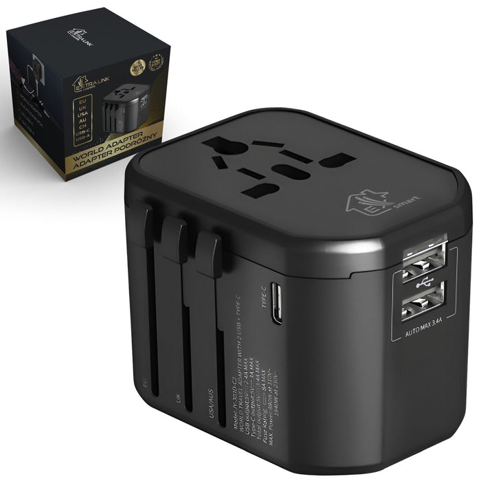 EAN 5906168634338 - Extralink „ Smart Life“, skirta ES/JK/JAV/AU/CH + USB-C USB-A keliautojams imagen 1