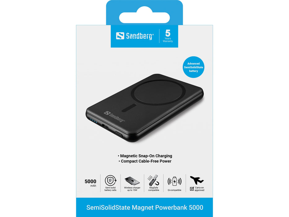 EAN 5705730421501 - Sandberg 421-50 batería externa Semisólido 5000 mAh Cargador inalámbrico Negro imagen 4