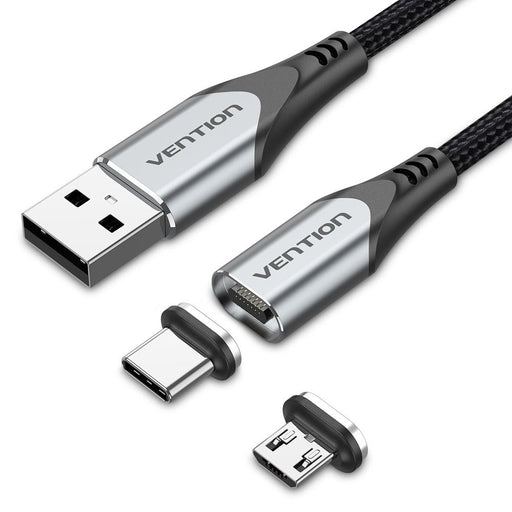 EAN 6922794752726 - Vention CQMHD cable de teléfono móvil Gris, Negro 0,5 m USB A Micro USB Type-B/USB Type-C imagen 1