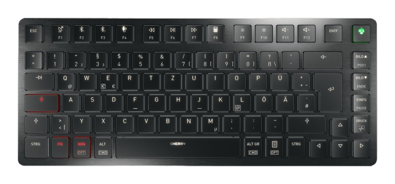 EAN 4025112117671 - CHERRY KW X ULP 2.0 MINI teclado Hogar / Oficina USB + RF Wireless + Bluetooth QWERTZ Alemán Negro imagen 1