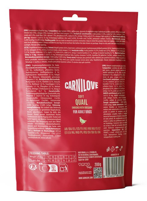 EAN 8595602582655 - CARNILOVE SOFT Perro Snacks Codorniz 200 g imagen 3