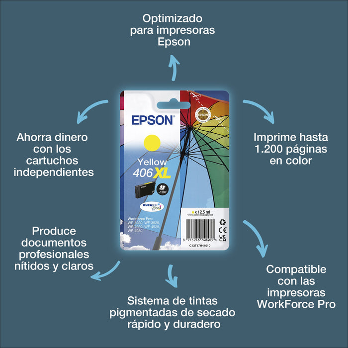 EAN 8715946748405 - Epson 406XL Umbrella DURABrite Ultra cartucho de tinta 1 pieza(s) Original Alto rendimiento (XL) imagen 1