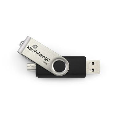 EAN 4260459612452 - MediaRange MR932-2 unidad flash USB 32 GB USB Type-A / Micro-USB 2.0 Negro, Plata imagen 1