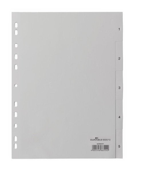 EAN 4005546665542 - Durable 650510 lengüeta de índice Separador numérico con pestaña Polipropileno (PP) Gris imagen 1