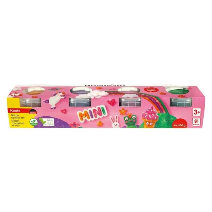 Eberhard Faber Mini Kids Pack Con 4 Botes 100gr De Pasta De Modelar - 97% Ingredientes Naturales - Colores Brillantes