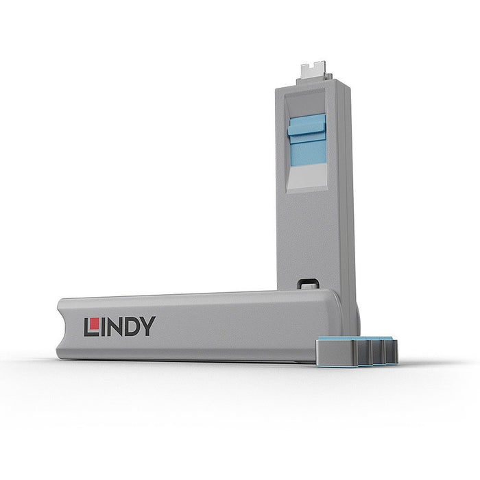 EAN 4002888404655 - Lindy 40465 bloqueador de puerto Bloqueador de puerto + clave USB Tipo C Azul Acrilonitrilo butadieno est imagen 1