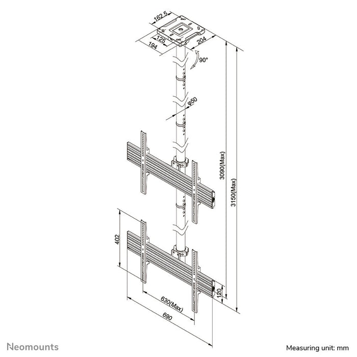 EAN 8717371447601 - Neomounts NMPRO-C12 soporte para pantalla de señalización 165,1 cm (65") Negro imagen 7