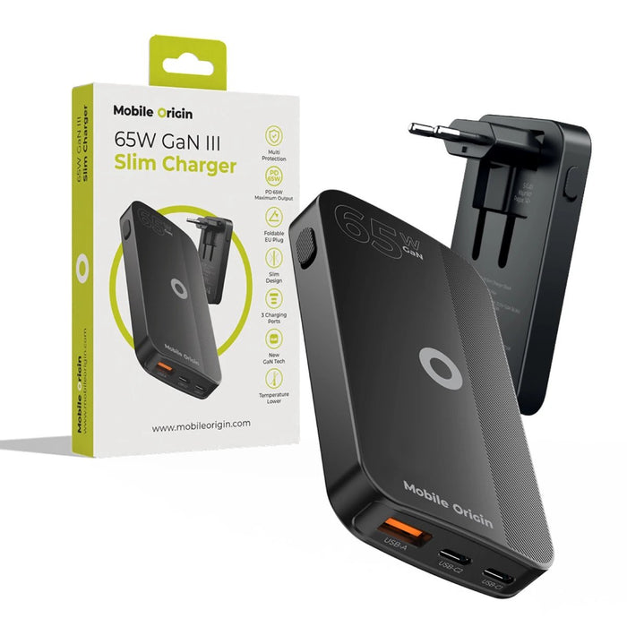 EAN 8594215991779 - Mobile Origin GAN-65W-SLM-BLK cargador de dispositivo móvil Universal Negro USB Carga rápida Interior imagen 2