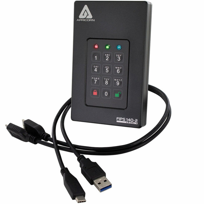 EAN 708326914727 - Apricorn Aegis Fortress L3 disco duro externo 1 TB 5400 RPM Micro-USB B 3.2 Gen 1 (3.1 Gen 1) Negro imagen 1