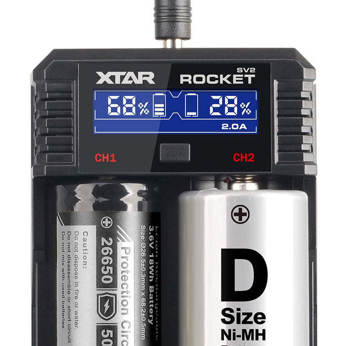 EAN 6952918320616 - XTAR ROCKET SV2 cargador de batería Pilas de uso doméstico Corriente alterna, Encendedor de cigarrillos imagen 2