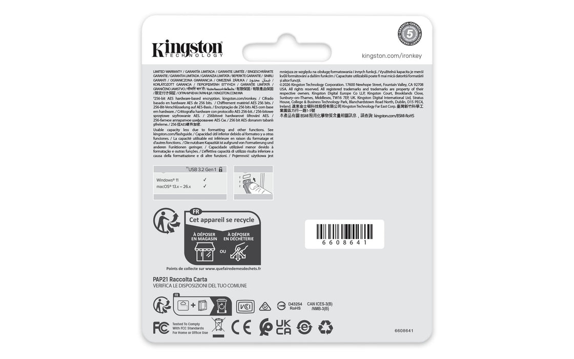 EAN 740617353600 - Kingston Technology IronKey Locker+ 50 G2 unidad flash USB USB tipo A 3.2 Gen 1 (3.1 Gen 1) Negro imagen 5