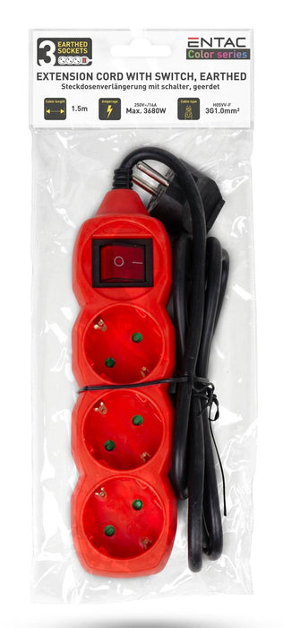 EAN 5999097984384 - Entac ESEG3-1.5-SW-R base múltiple 1,5 m 3 salidas AC Interior Rojo imagen 2