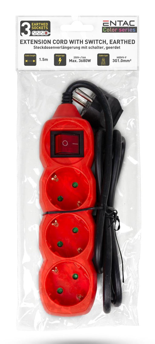 EAN 5999097984384 - Entac ESEG3-1.5-SW-R base múltiple 1,5 m 3 salidas AC Interior Rojo imagen 2