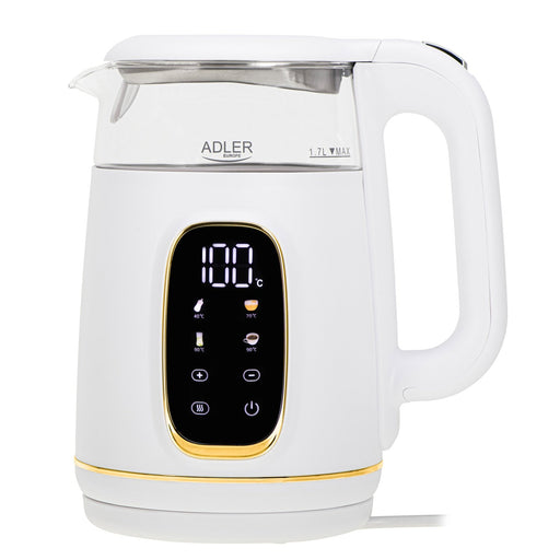 EAN 5905575907844 - Adler AD 1305WG tetera eléctrica 1,7 L 2200 W Transparente, Oro, Blanco imagen 1