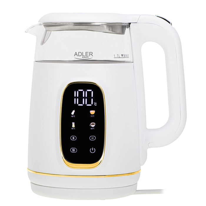 EAN 5905575907844 - Adler AD 1305WG tetera eléctrica 1,7 L 2200 W Transparente, Oro, Blanco imagen 1