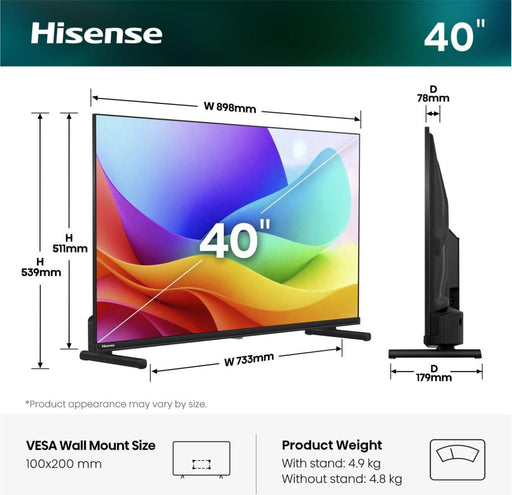 EAN 6942351429663 - Hisense 40A59S 101,6 cm (40") Full HD Smart TV Wifi Negro imagen 2