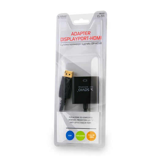 EAN 5901986040484 - Savio CL-55 adaptador de cable de vídeo 0,2 m DisplayPort HDMI tipo A (Estándar) Negro imagen 2