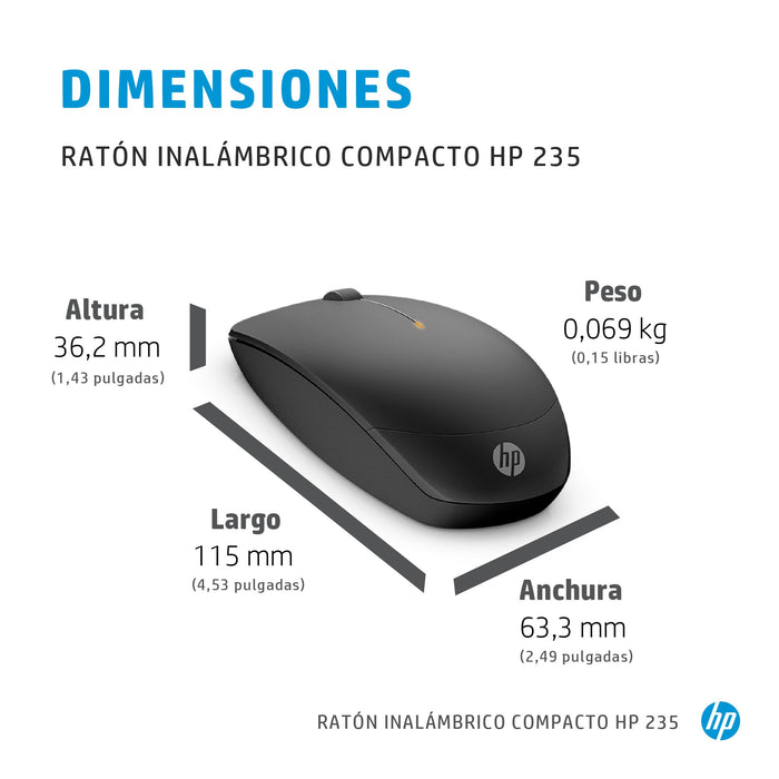 EAN 5715063682432 - HP 235 Slim Wireless Mouse ratón Oficina Ambidextro RF inalámbrico Óptico 1600 DPI imagen 3