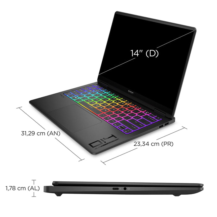 EAN 0198122018710 - HP OMEN 14-fb0000ns Intel Core Ultra 7 155H Portátil 35,6 cm (14") 3K 16 GB LPDDR5x-SDRAM 1 TB SSD NVIDIA imagen 7