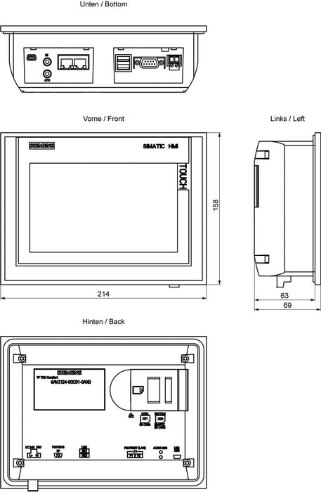 EAN 4025515079026 - Siemens 6AV2124-0GC01-0AX0 panel de control táctil 17,8 cm (7") 480 x 800 Pixeles imagen 3