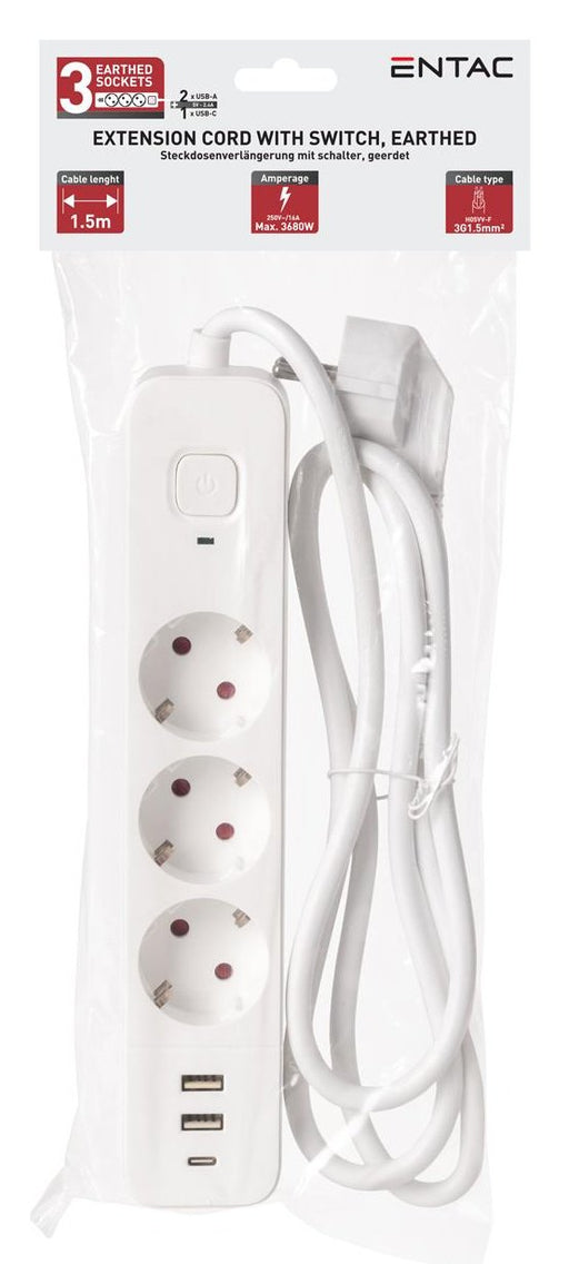 EAN 5999097991061 - Entac ESES1.5G3-1.5-SW-2UA1UC base múltiple 1,5 m 3 salidas AC Interior Blanco imagen 2