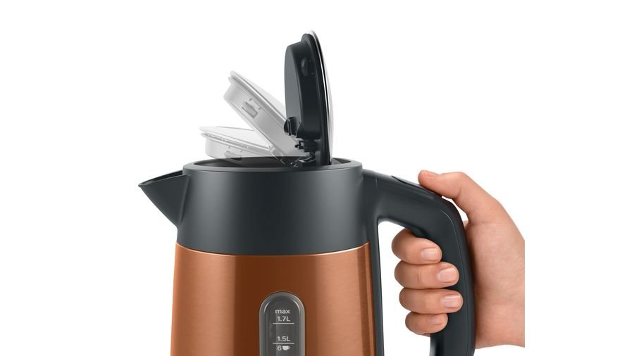 EAN 4242005188284 - Bosch TWK4P439 tetera eléctrica 1,7 L 2400 W Negro, Oro imagen 9