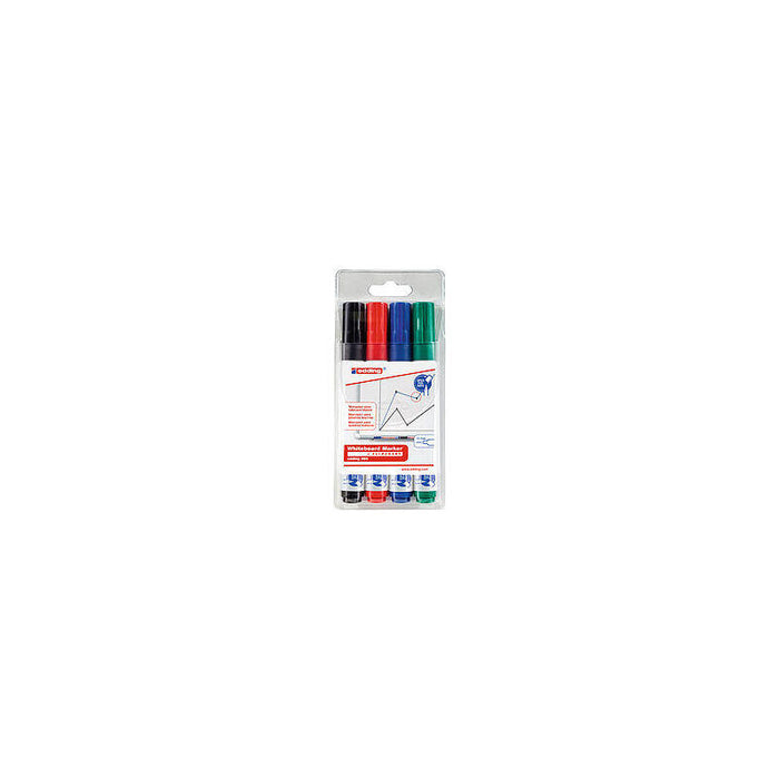 Edding 660 Pack De 4 Rotuladores Para Pizarra Blanca Punta Redonda - Trazo Entre 1.5 Y 3mm - Recargable - Secado Rapido - Colores Surtidos