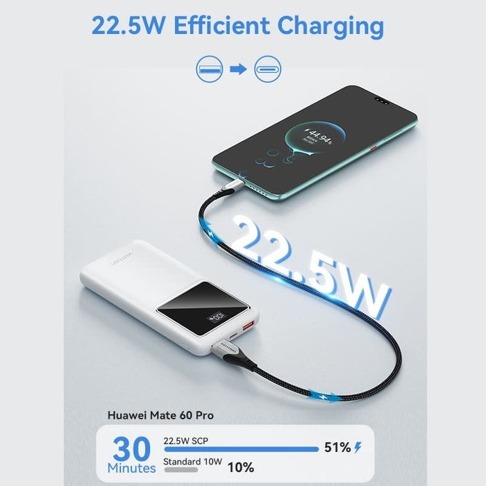 EAN 6922794781566 - Vention Powerbank, ventiliacija, FHKW0, 10000 mAh, mikro USB, USB-C, 2xUSB-A, Blanco imagen 6