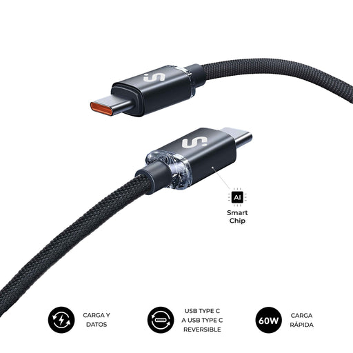 EAN 8436586743543 - SUBBLIM SUBCAB-C06002 cable USB USB 2.0 USB C Negro imagen 2