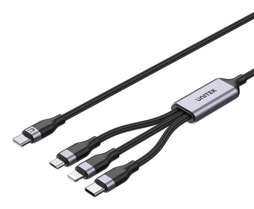EAN 4894160057303 - UNITEK 3-in-1 USB-C to cable USB USB 2.0 1,5 m USB C USB C/Micro-USB B/Lightning 0,48 Gbit/s 20 W Negro imagen 1
