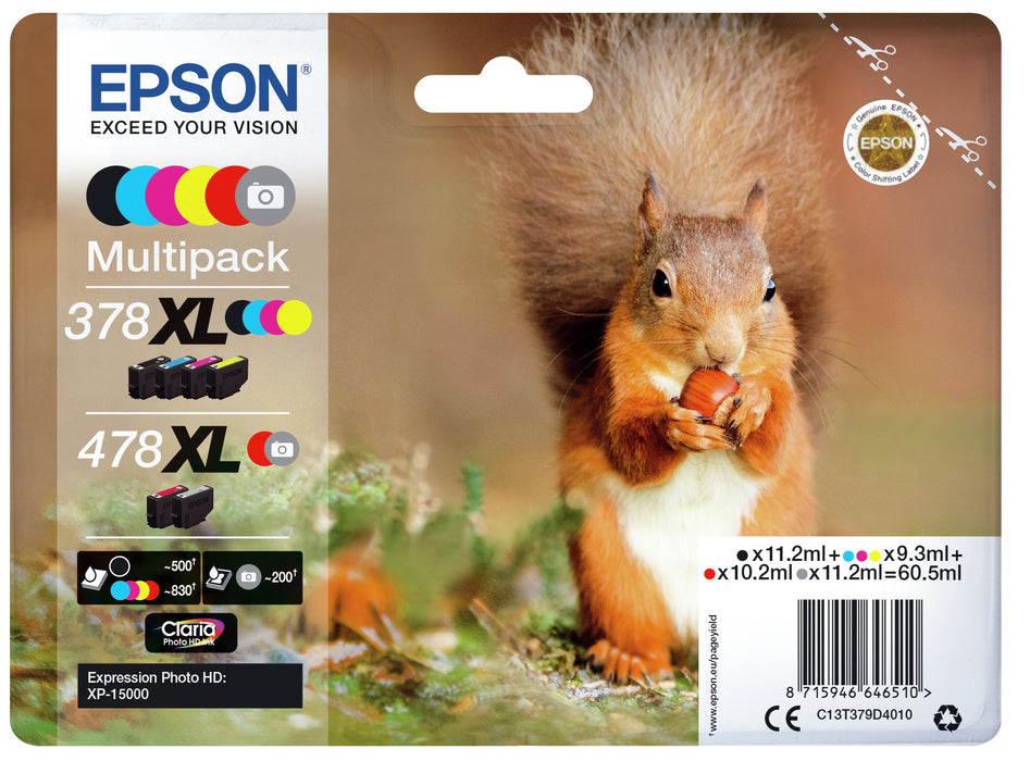EAN 8715946646510 - Epson Squirrel 478XL cartucho de tinta 1 pieza(s) Original Alto rendimiento (XL) Negro, Cian, Magenta, Am imagen 2
