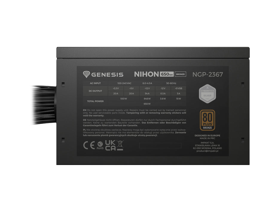 EAN 5901969449853 - GENESIS Nihon 650NM unidad de fuente de alimentación 650 W 20+4 pin ATX ATX Negro imagen 4