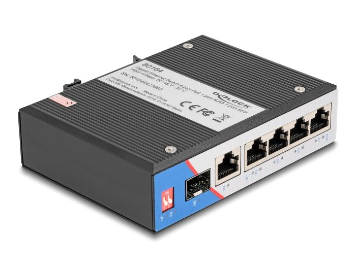 EAN 4043619801640 - DeLOCK 80164 switch Gigabit Ethernet (10/100/1000) Energía sobre Ethernet (PoE) DIN rail Negro imagen 1