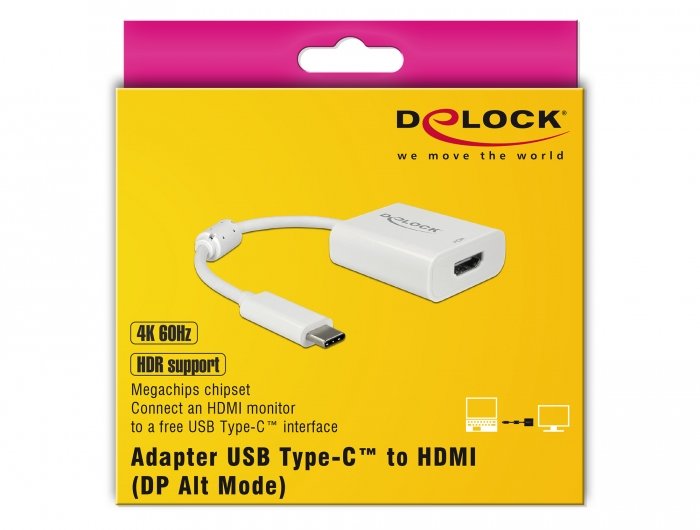 EAN 4043619639373 - DeLOCK 63937 adaptador de cable de vídeo 0,1 m USB Tipo C HDMI Blanco imagen 2