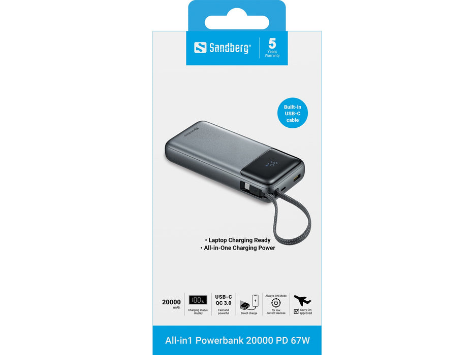EAN 5705730421297 - Sandberg 421-29 batería externa Polímero de litio 20000 mAh Negro, Gris imagen 6