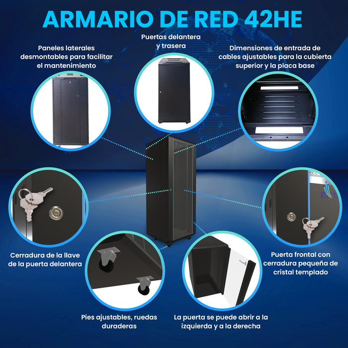 EAN 5903148914459 - Extralink 42U 800X800 STANDING RACKMOUNT CABINET BLACK Rack o bastidor independiente imagen 10