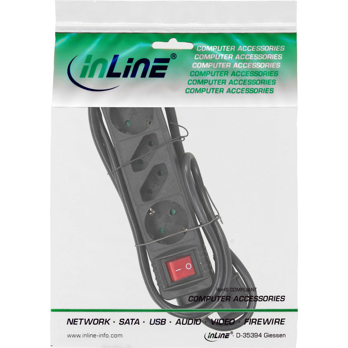 EAN 4043718188093 - InLine 16445S base múltiple 5 m 2 salidas AC Negro imagen 3